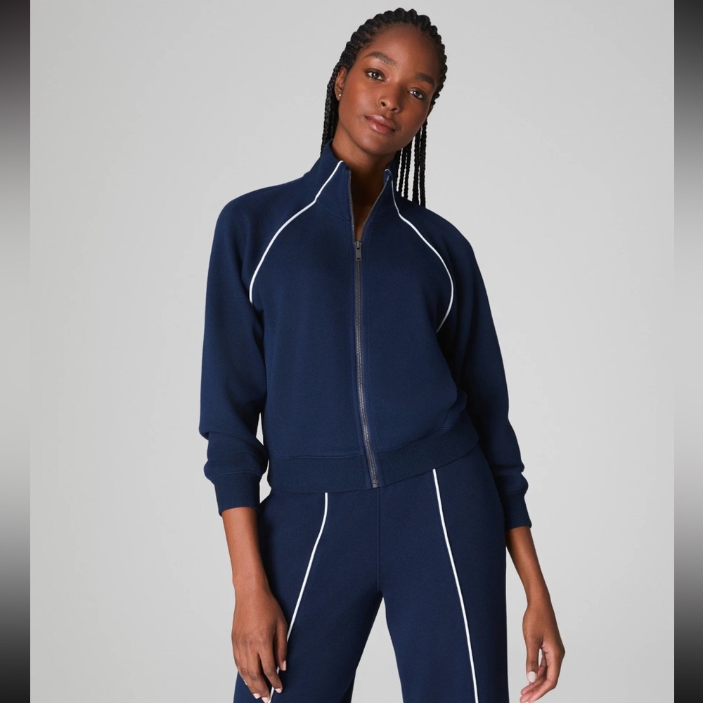 SPANX AirEssentials® Pique Full Zip Track Jacket In Navy